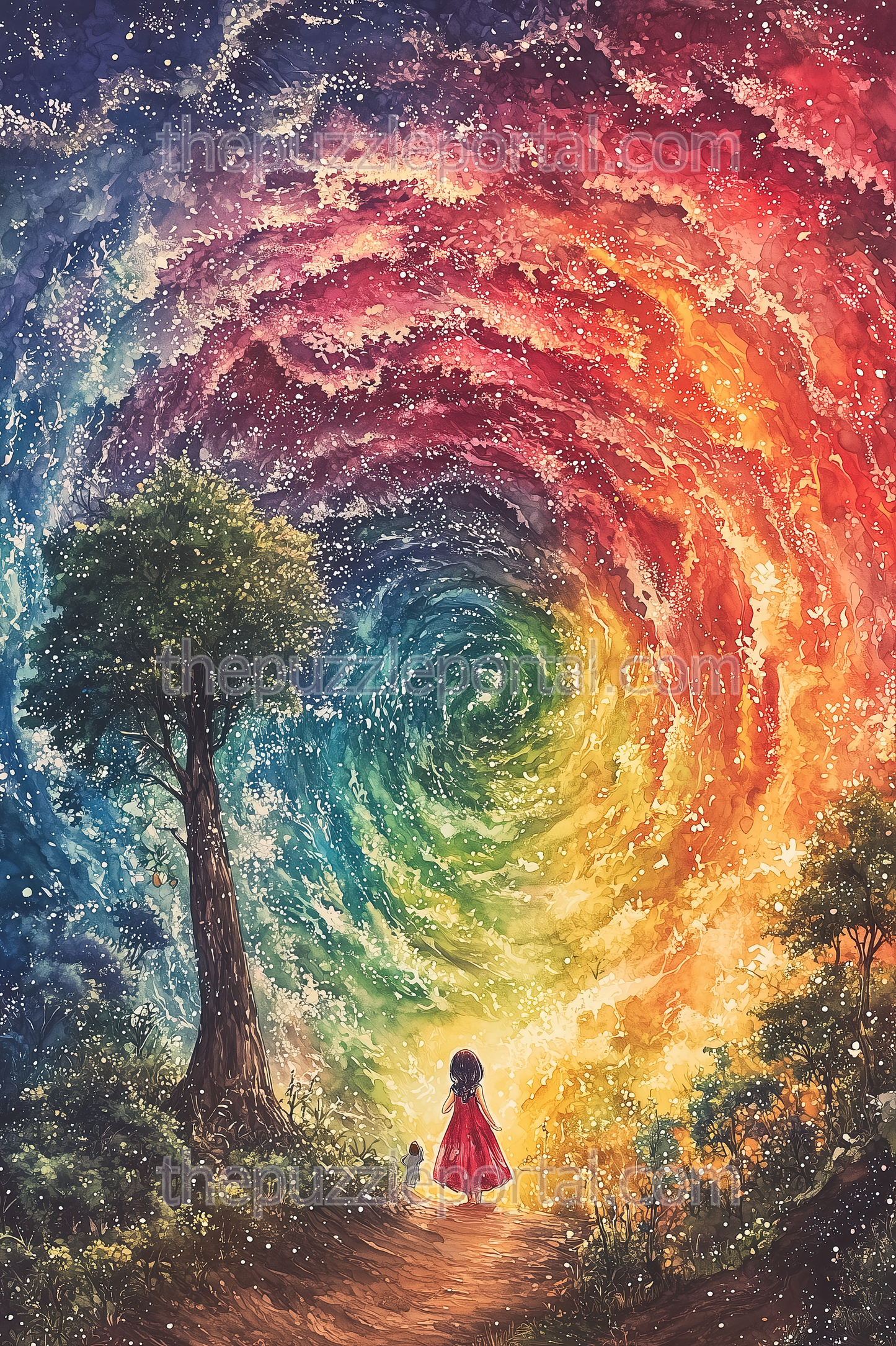 Spiraling Rainbow Path Jigsaw Puzzle