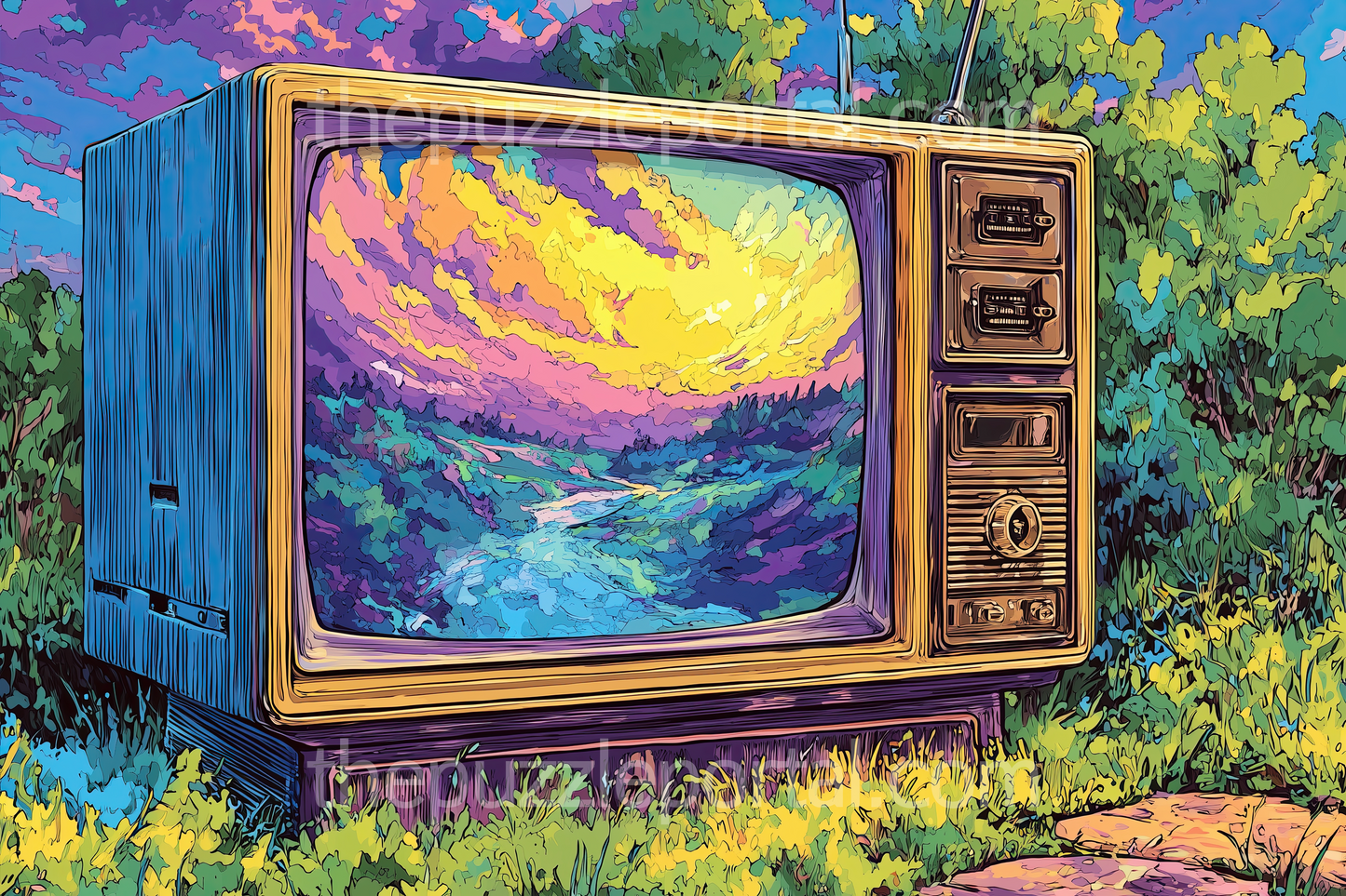 Retro Television Landscape Jigsaw Puzzle