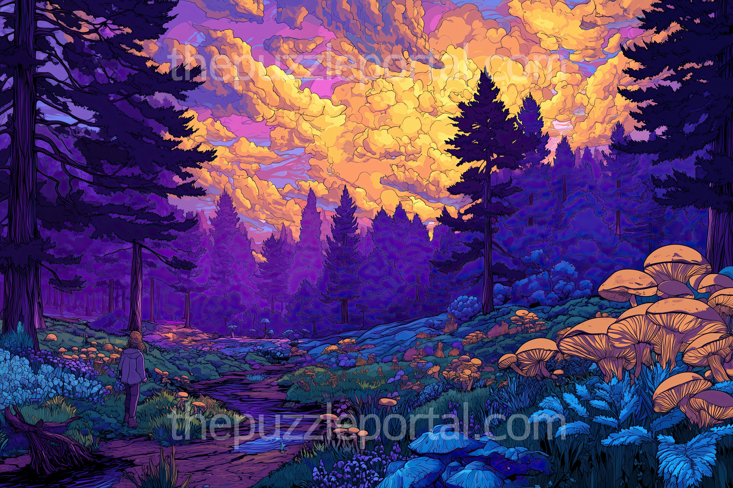 Enchanted Forest Sunset Jigsaw Puzzle