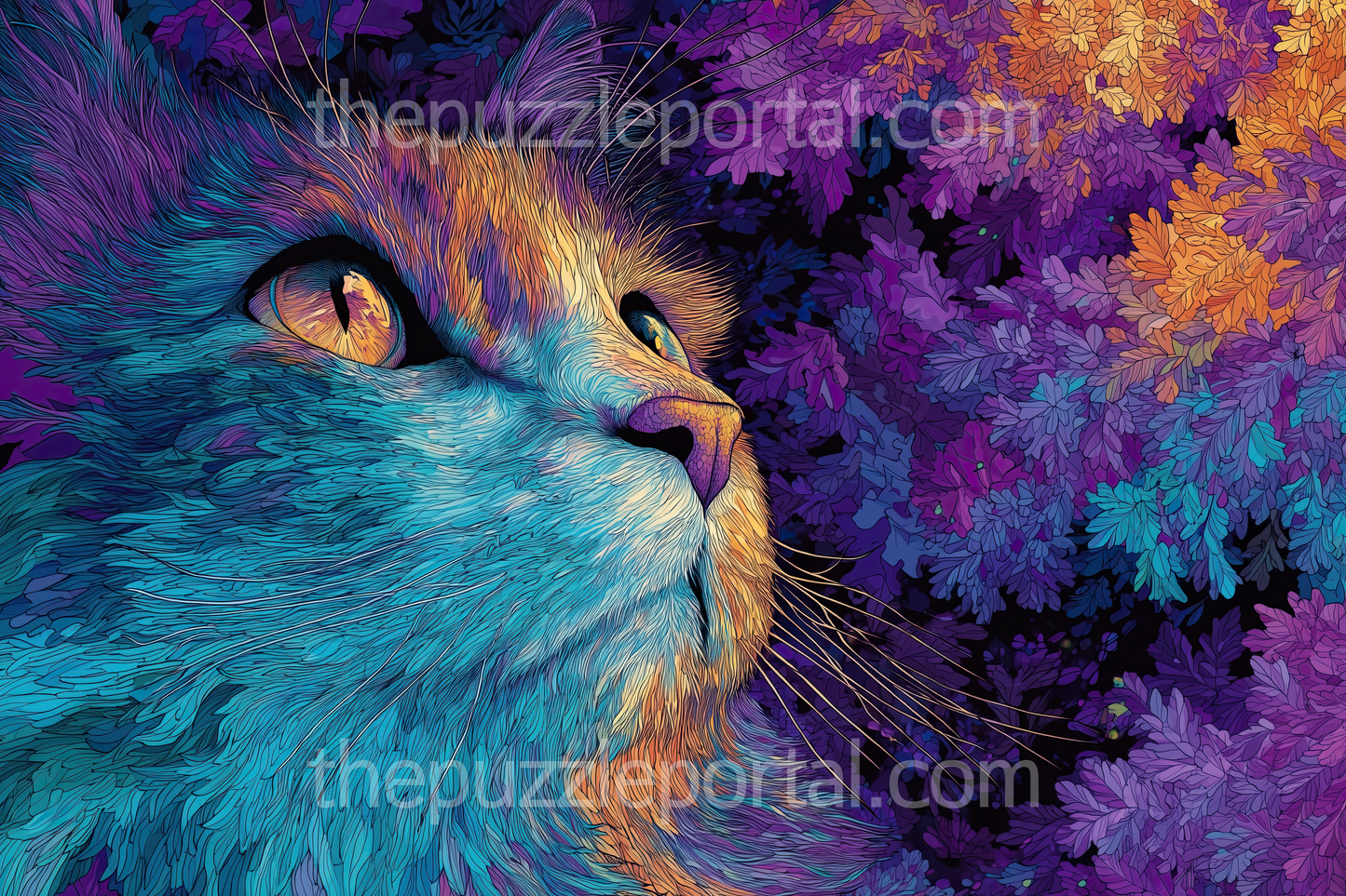 Twilight Blossom Cat Jigsaw Puzzle