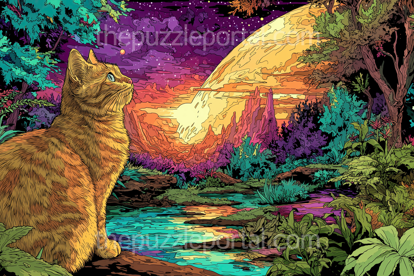Twilight Jungle Cat Jigsaw Puzzle