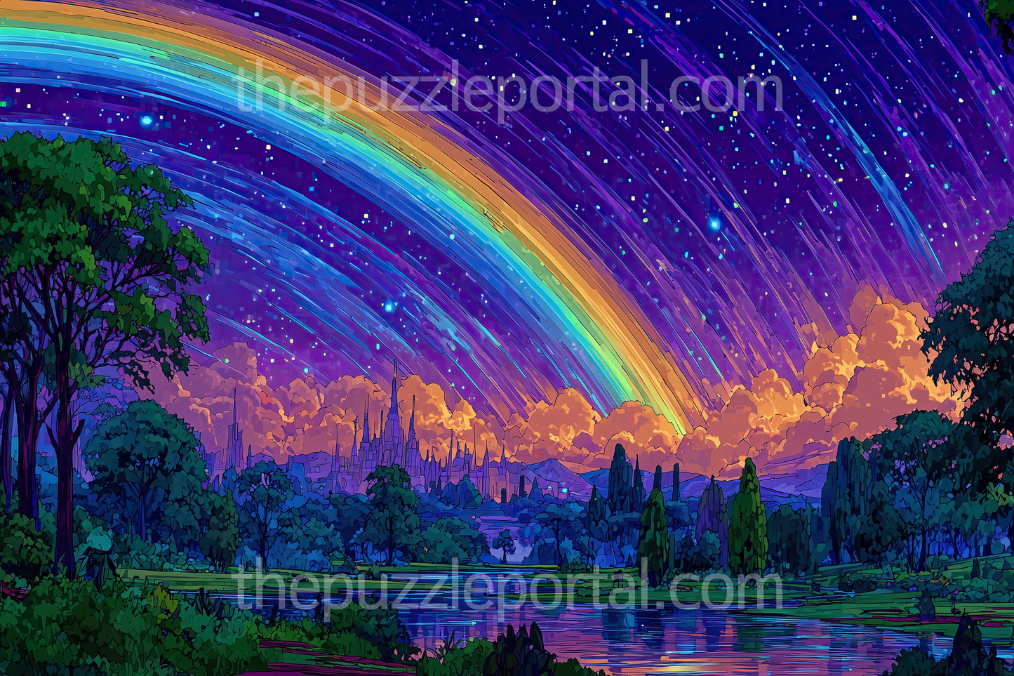 Nocturnal Rainbow Fantasy Jigsaw Puzzle