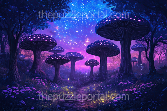 Nocturnal Mushroom Forest Jigsaw Puzzle