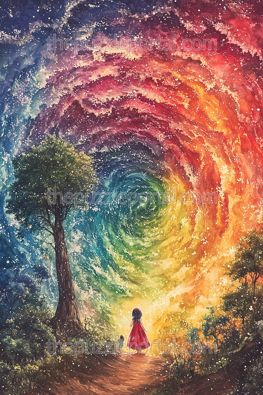 Spiraling Rainbow Path Jigsaw Puzzle