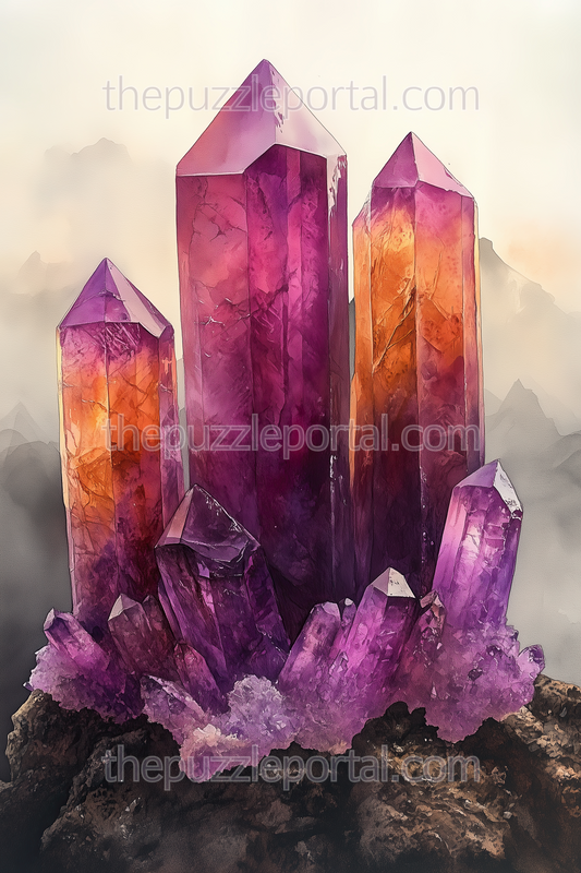 Twilight Amethyst Crystals Jigsaw Puzzle