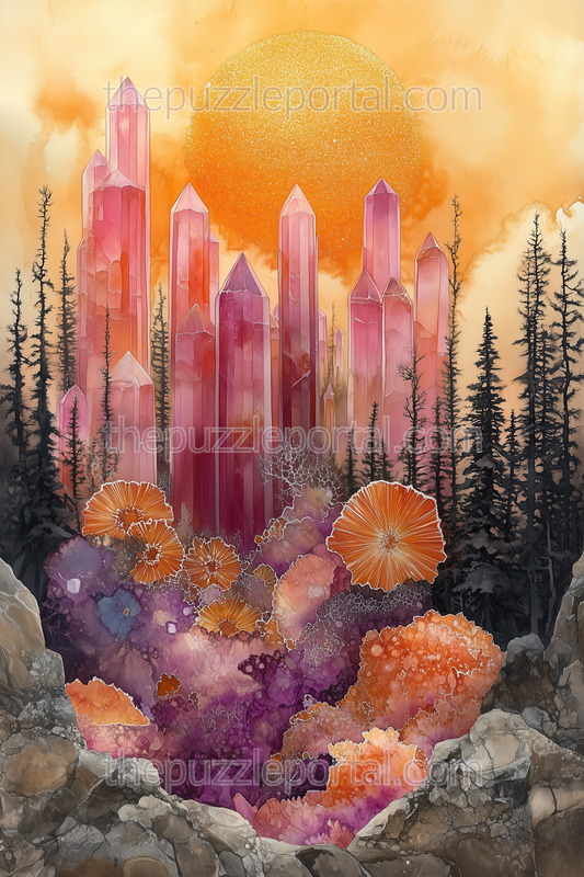 Crystal Forest Sunset Jigsaw Puzzle