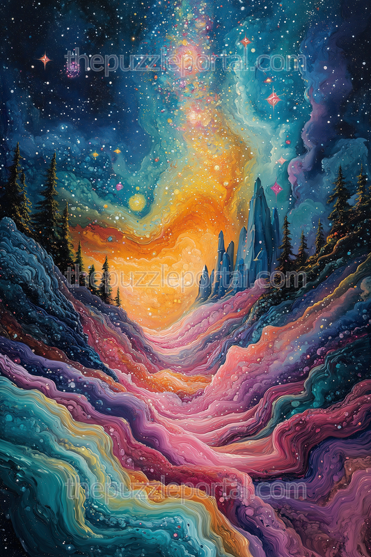 Starlit Mountain Glow Jigsaw Puzzle