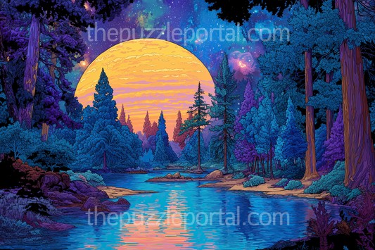 Enchanted Forest Sunset Jigsaw Puzzle