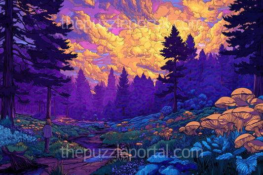 Enchanted Forest Sunset Jigsaw Puzzle