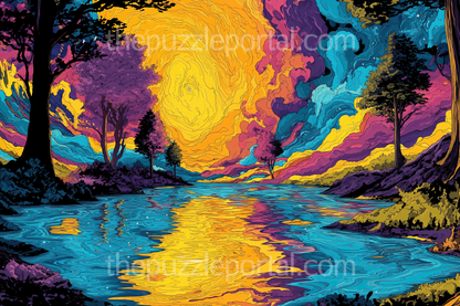 Swirling Sunset Landscape Jigsaw Puzzle