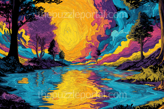 Swirling Sunset Landscape Jigsaw Puzzle