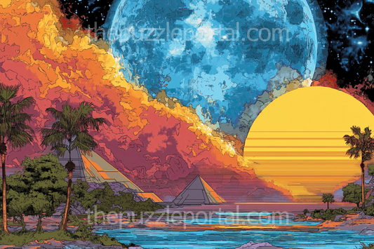 Pyramids Eclipse Sunset Jigsaw Puzzle