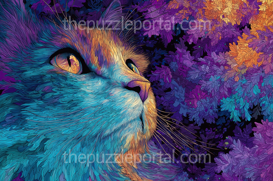 Twilight Blossom Cat Jigsaw Puzzle