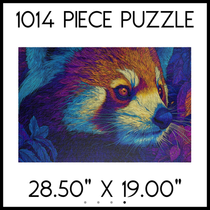 Neon Red Panda Jigsaw Puzzle